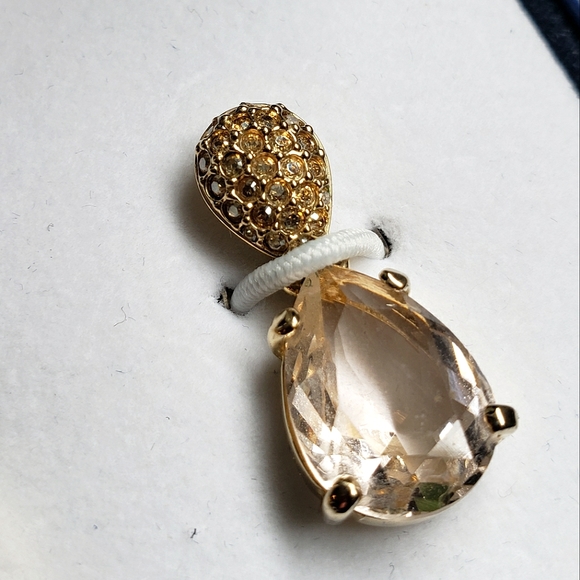 Swarvorski Pave Gold Dangling Earrings with Pink Crystal - Picture 6 of 9